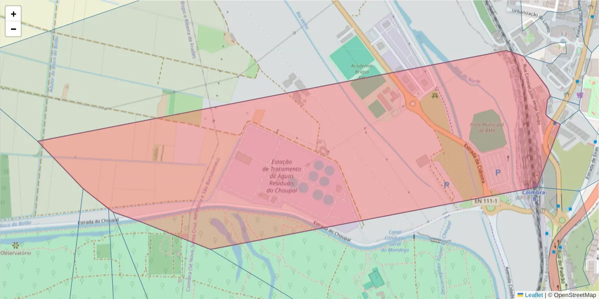 Mapa detalhado do código postal 3025-307 com limites, códigos postais vizinhos e agências dos correios