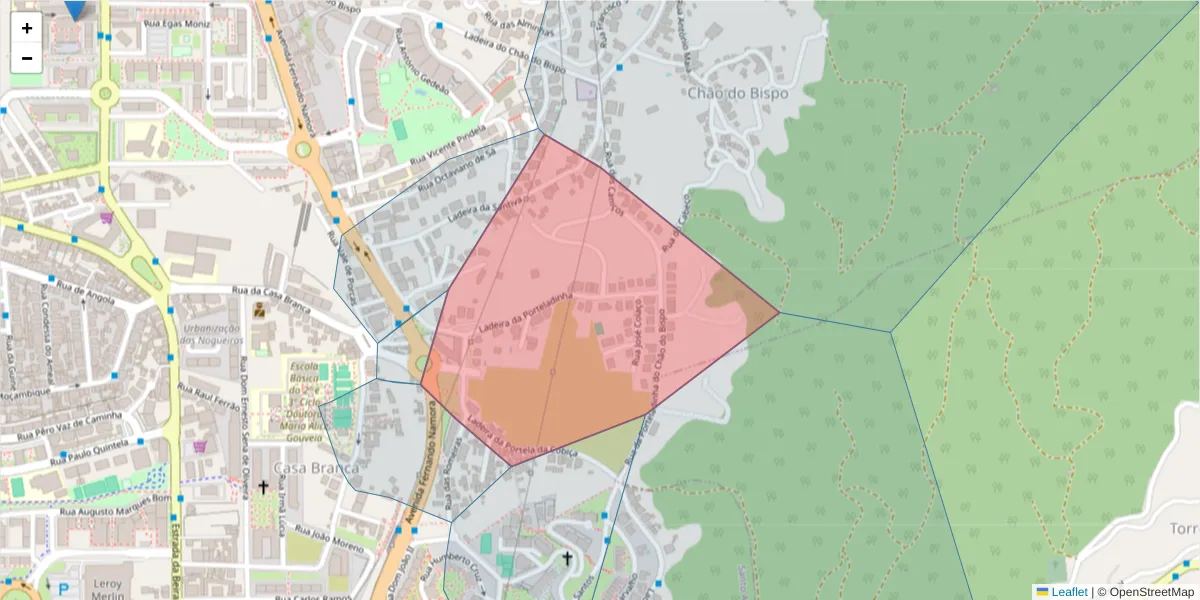 Mapa detalhado do código postal 3030-009 com limites, códigos postais vizinhos e agências dos correios