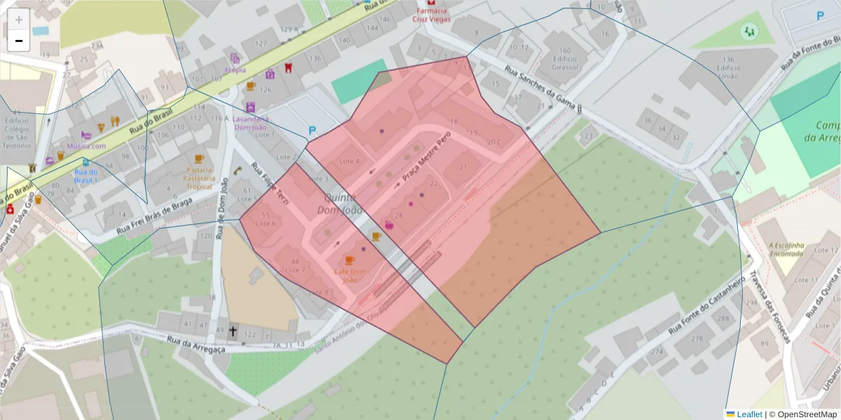 Mapa detalhado do código postal 3030-020 com limites, códigos postais vizinhos e agências dos correios