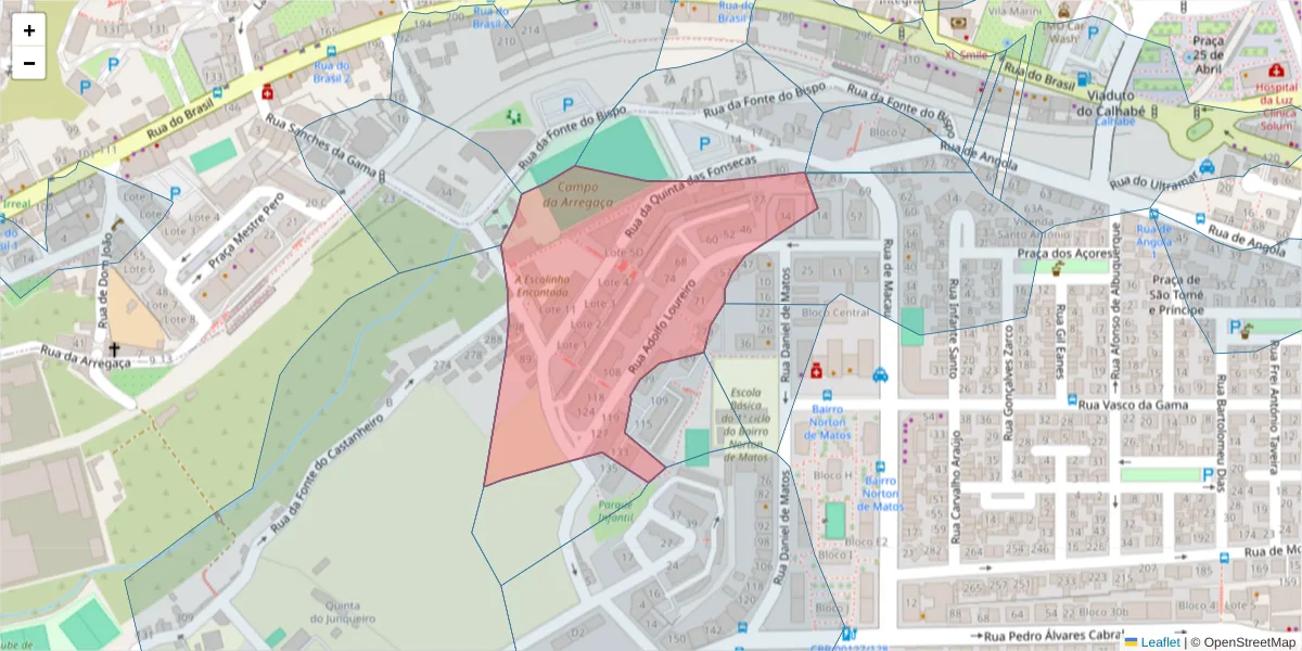 Mapa detalhado do código postal 3030-033 com limites, códigos postais vizinhos e agências dos correios