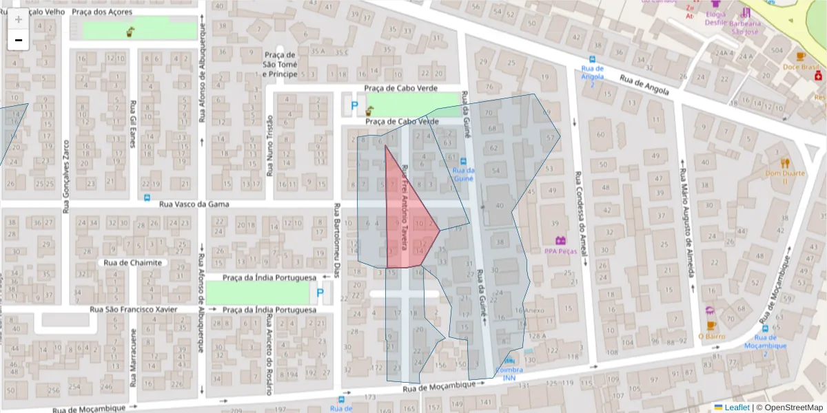 Mapa detalhado do código postal 3030-040 com limites, códigos postais vizinhos e agências dos correios
