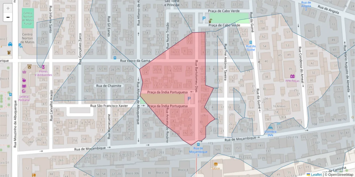 Mapa detalhado do código postal 3030-041 com limites, códigos postais vizinhos e agências dos correios