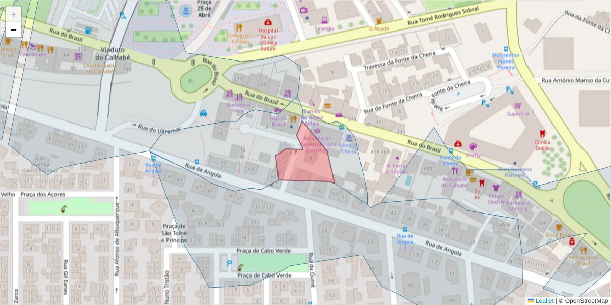 Mapa detalhado do código postal 3030-064 com limites, códigos postais vizinhos e agências dos correios