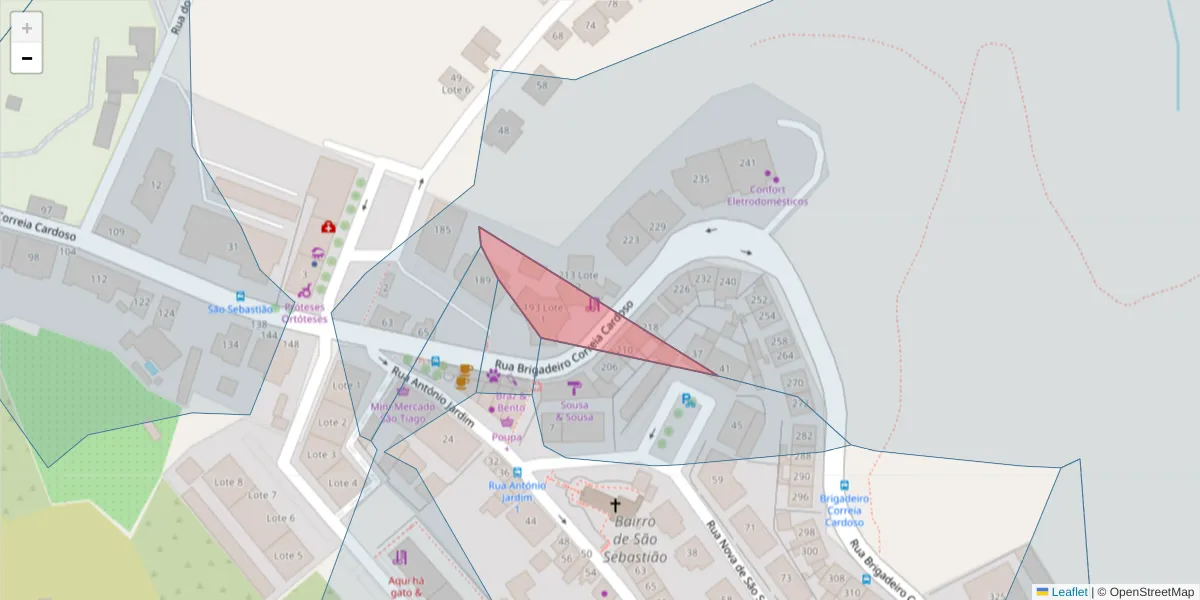 Mapa detalhado do código postal 3030-084 com limites, códigos postais vizinhos e agências dos correios