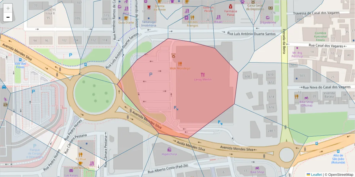 Mapa detalhado do código postal 3030-191 com limites, códigos postais vizinhos e agências dos correios