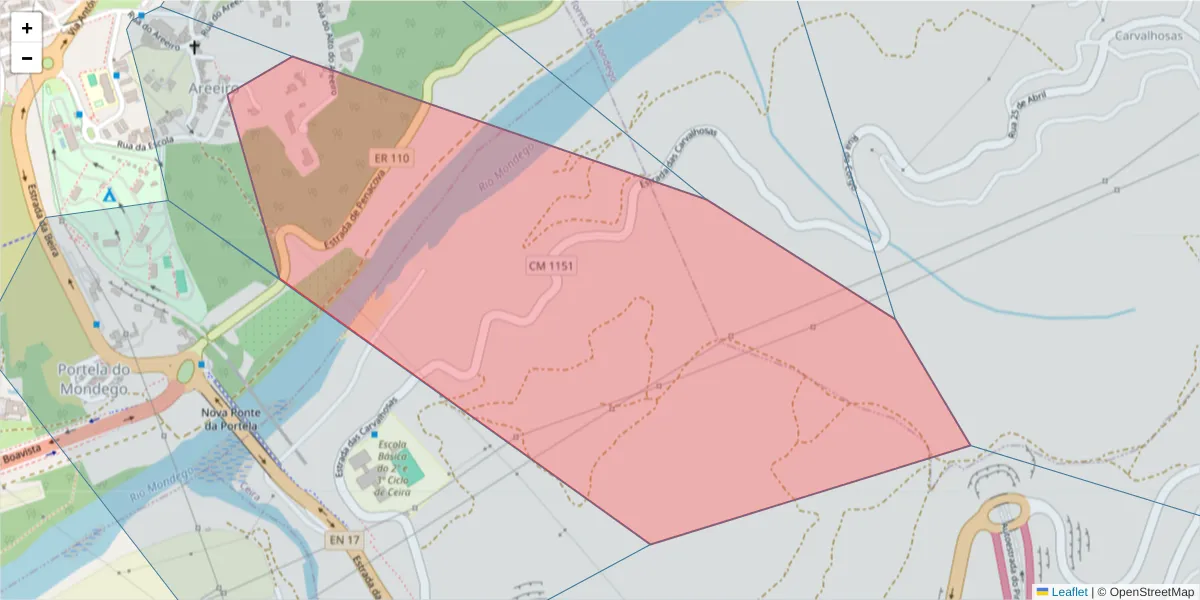 Mapa detalhado do código postal 3030-198 com limites, códigos postais vizinhos e agências dos correios