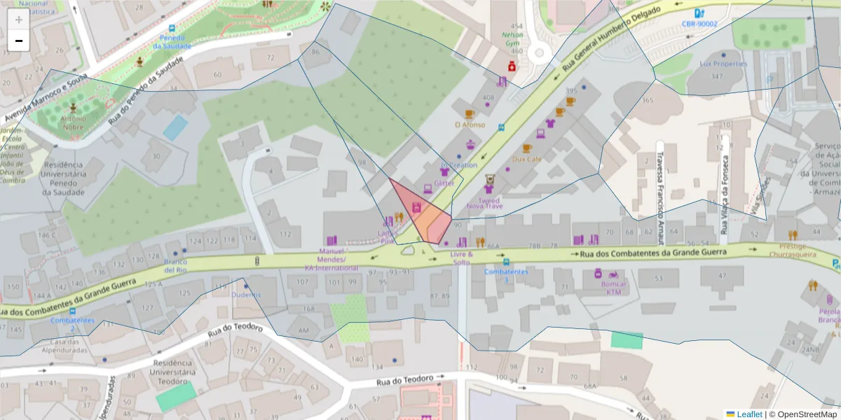 Mapa detalhado do código postal 3030-227 com limites, códigos postais vizinhos e agências dos correios