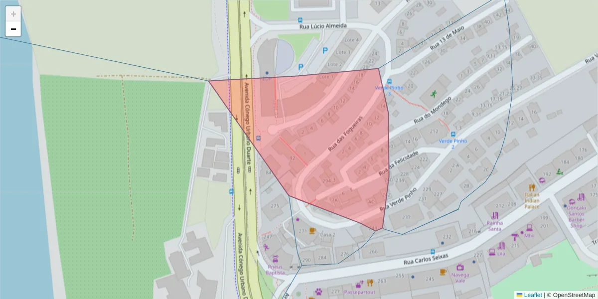 Mapa detalhado do código postal 3030-248 com limites, códigos postais vizinhos e agências dos correios