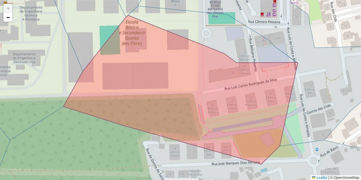 Mapa detalhado do código postal 3030-254 com limites, códigos postais vizinhos e agências dos correios