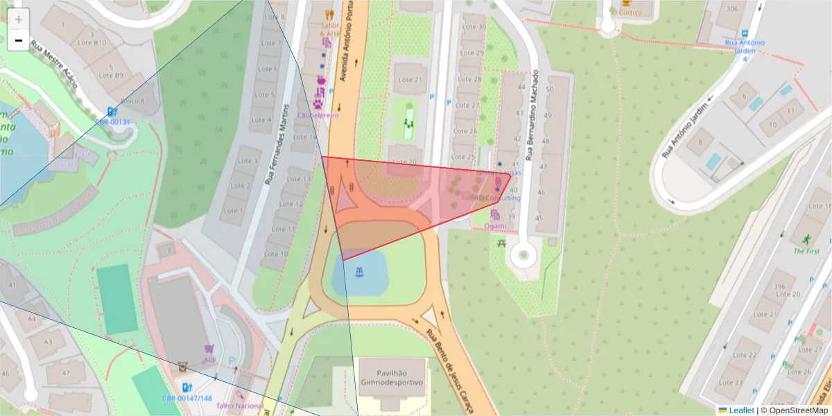 Mapa detalhado do código postal 3030 - 299 com limites, códigos postais vizinhos e agências dos correios