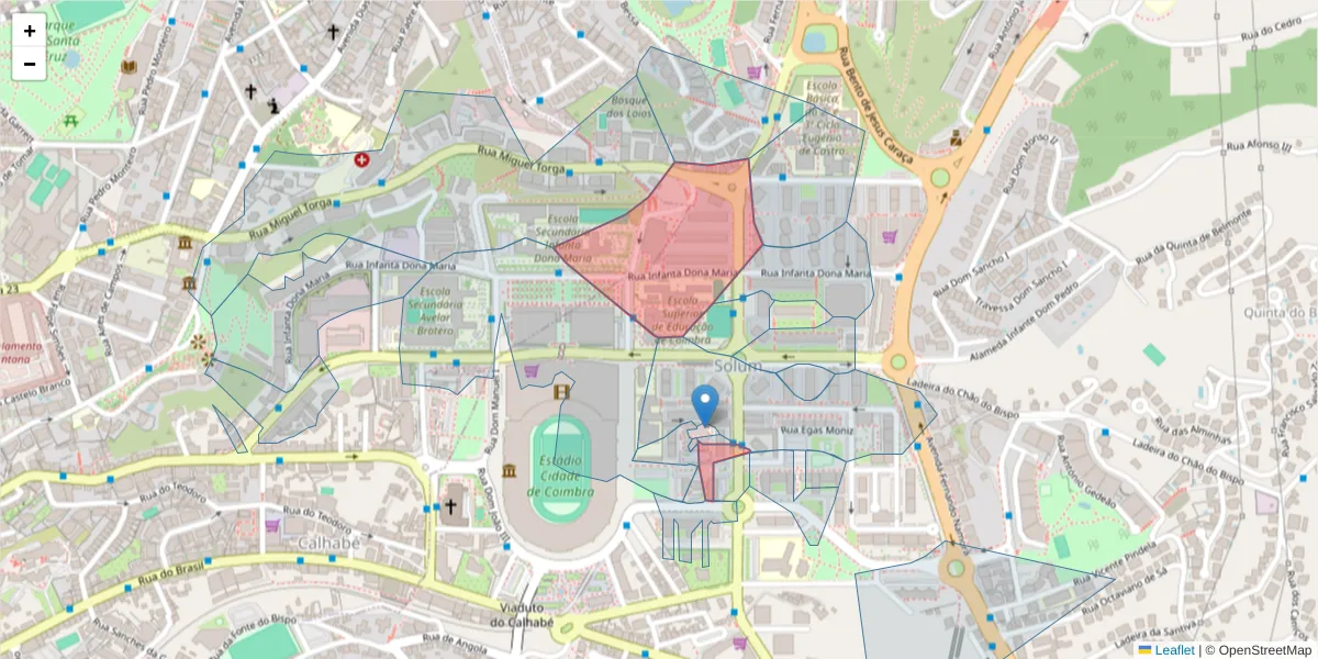 Mapa detalhado do código postal 3030-324 com limites, códigos postais vizinhos e agências dos correios