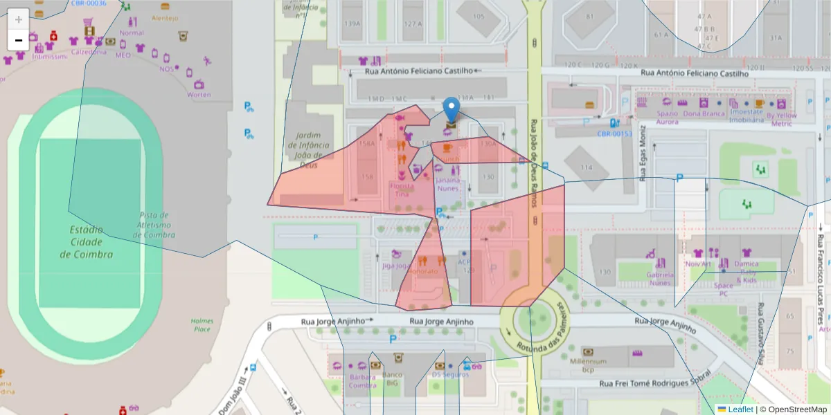Mapa detalhado do código postal 3030-328 com limites, códigos postais vizinhos e agências dos correios