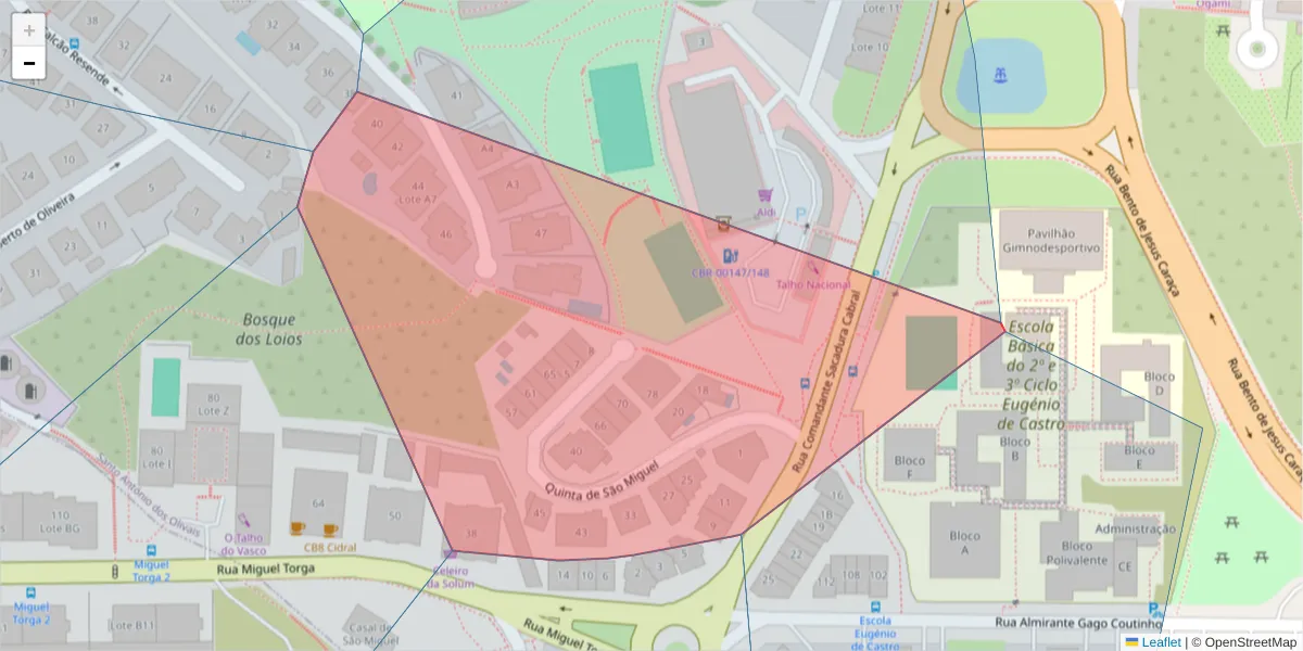 Mapa detalhado do código postal 3030-334 com limites, códigos postais vizinhos e agências dos correios