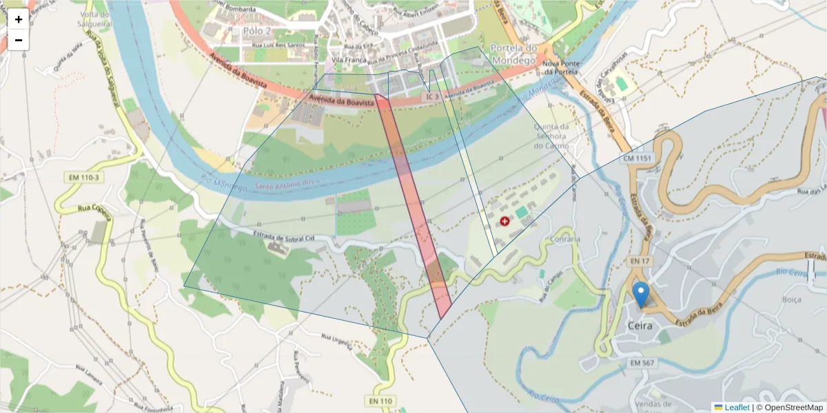 Mapa detalhado do código postal 3030-356 com limites, códigos postais vizinhos e agências dos correios