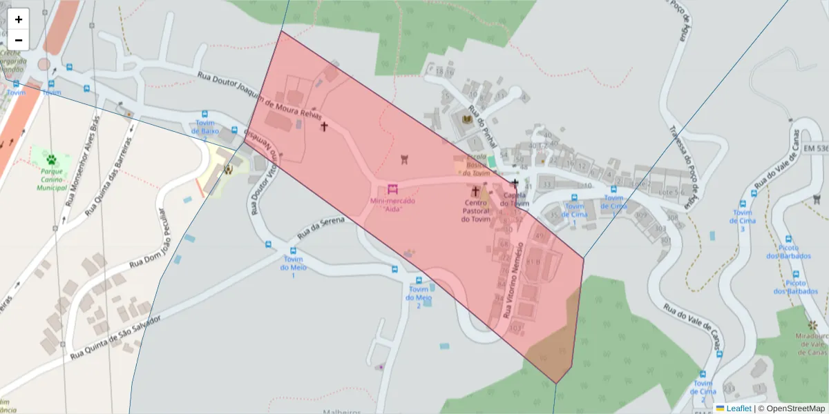 Mapa detalhado do código postal 3030-372 com limites, códigos postais vizinhos e agências dos correios