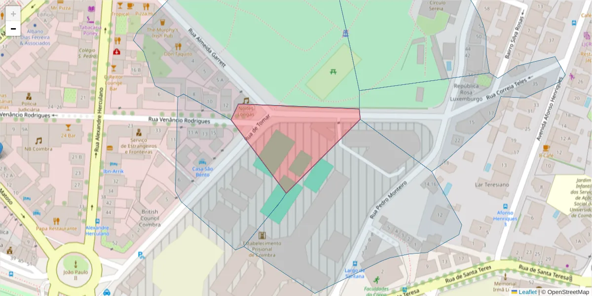 Mapa detalhado do código postal 3030-401 com limites, códigos postais vizinhos e agências dos correios