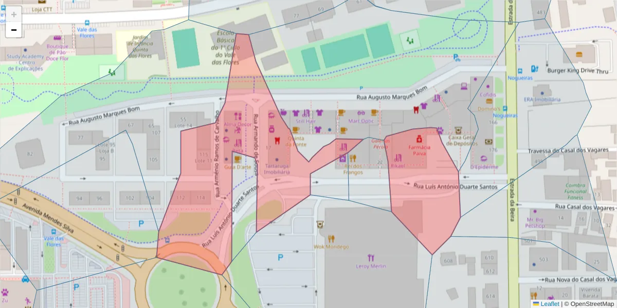 Mapa detalhado do código postal 3030-403 com limites, códigos postais vizinhos e agências dos correios