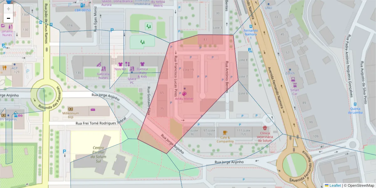 Mapa detalhado do código postal 3030-489 com limites, códigos postais vizinhos e agências dos correios