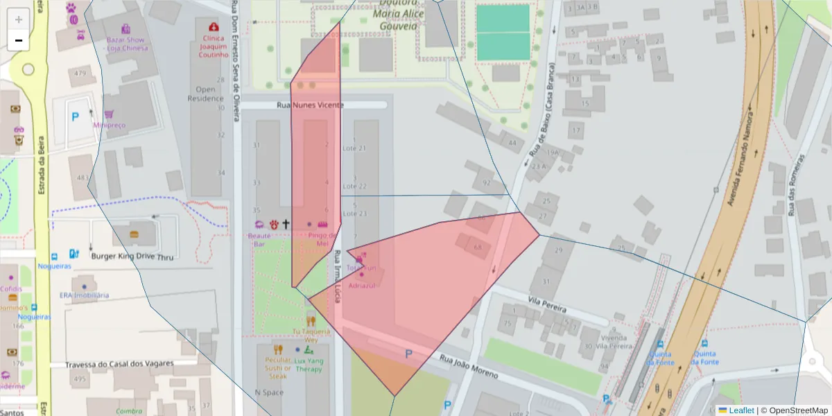 Mapa detalhado do código postal 3030-491 com limites, códigos postais vizinhos e agências dos correios