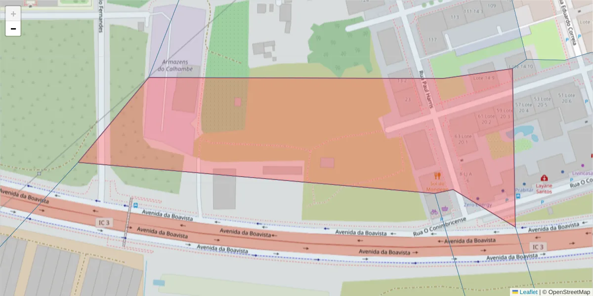 Mapa detalhado do código postal 3030-508 com limites, códigos postais vizinhos e agências dos correios