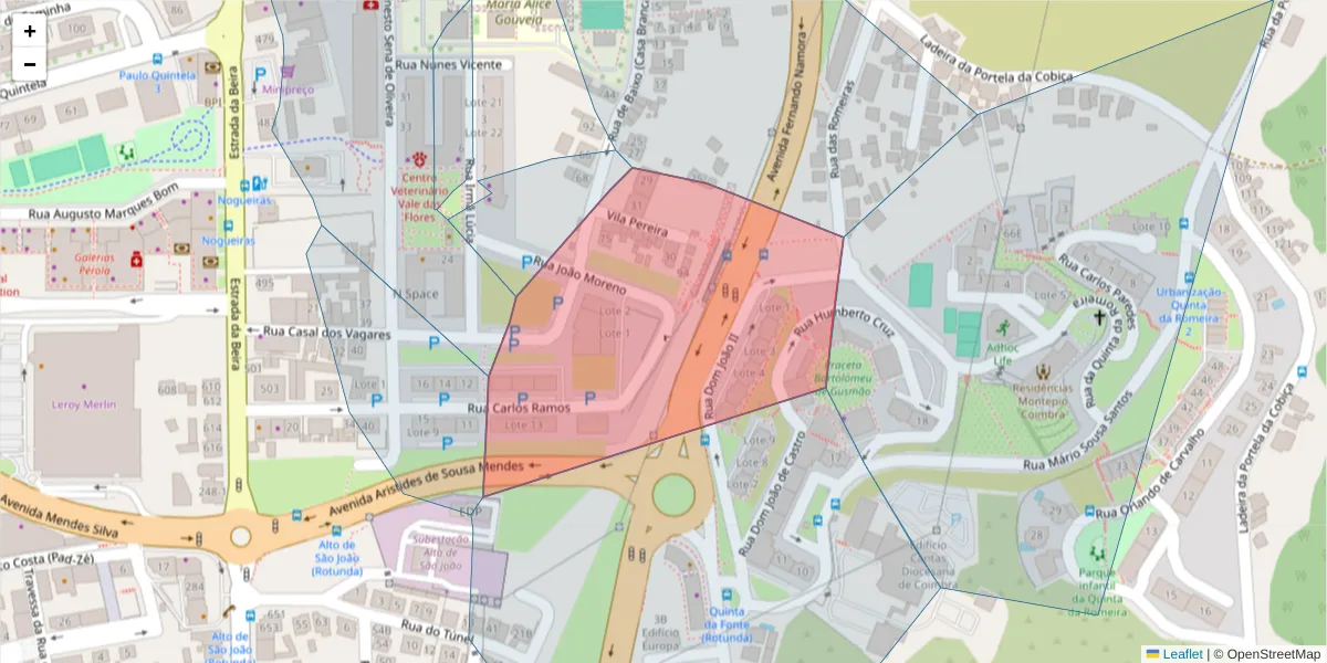 Mapa detalhado do código postal 3030-776 com limites, códigos postais vizinhos e agências dos correios