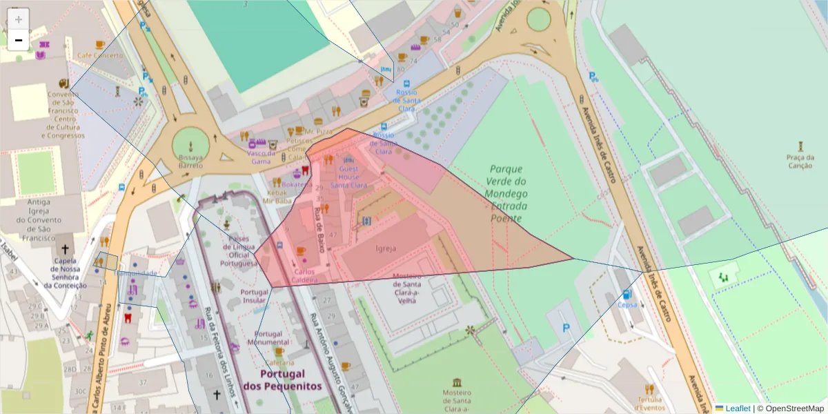 Mapa detalhado do código postal 3040-242 com limites, códigos postais vizinhos e agências dos correios