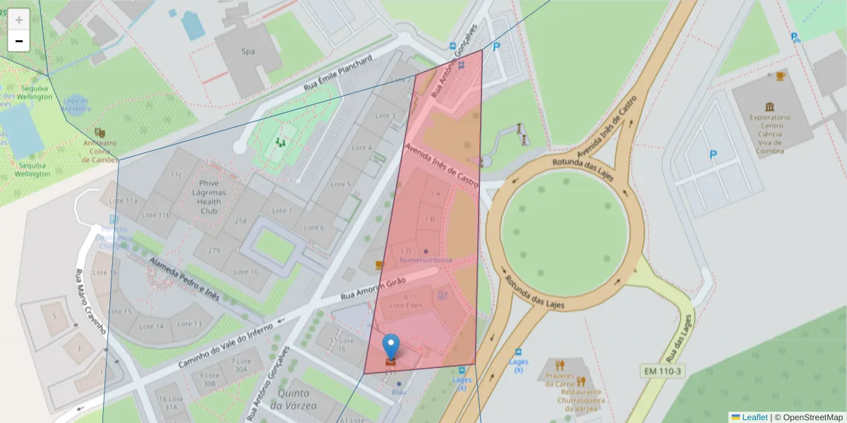Mapa detalhado do código postal 3040-387 com limites, códigos postais vizinhos e agências dos correios
