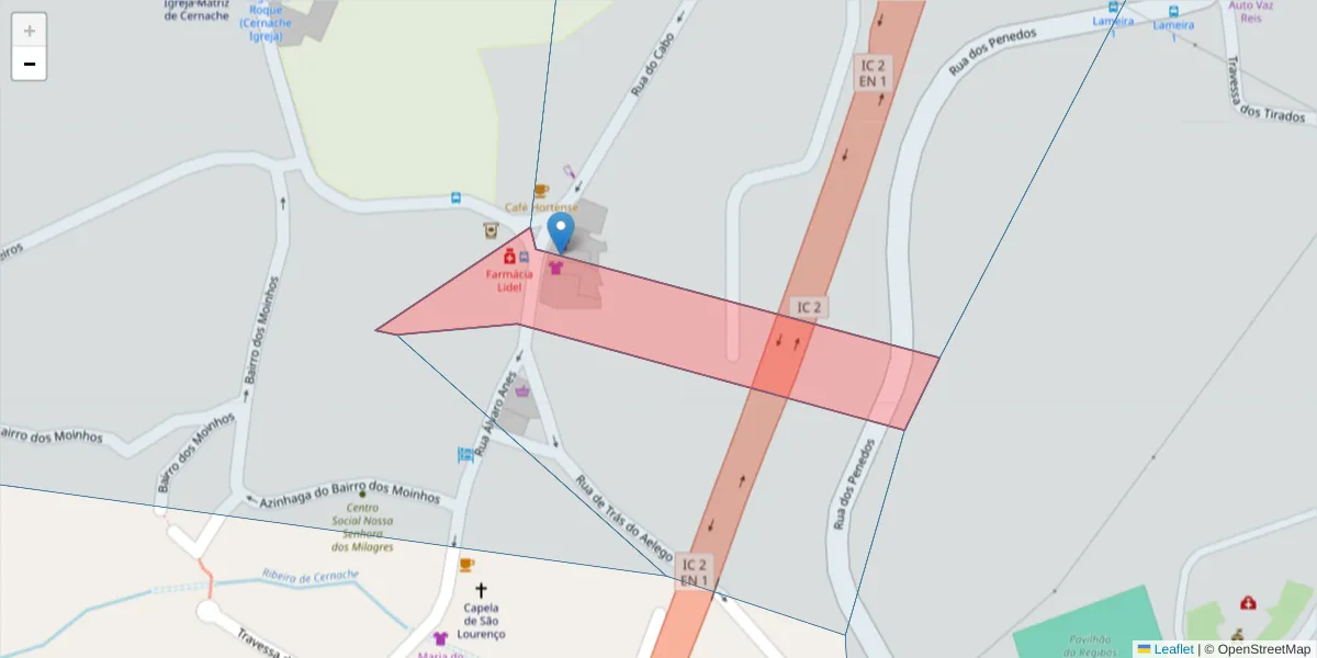 Mapa detalhado do código postal 3040-778 Cernache com limites, códigos postais vizinhos e agências dos correios