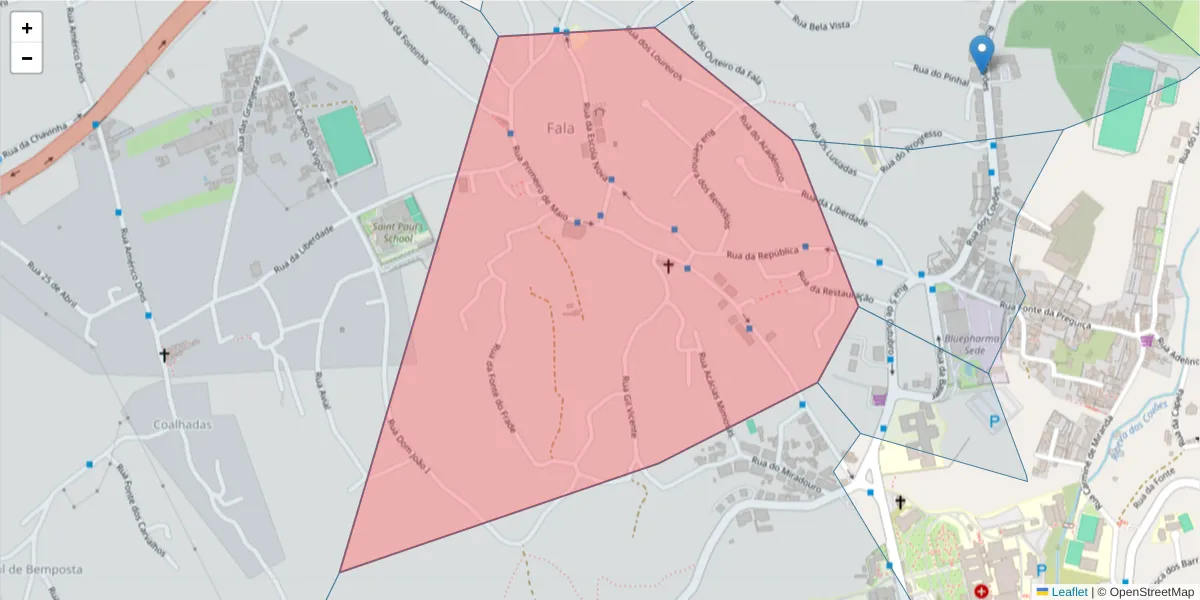 Mapa detalhado do código postal 3045-081 com limites, códigos postais vizinhos e agências dos correios