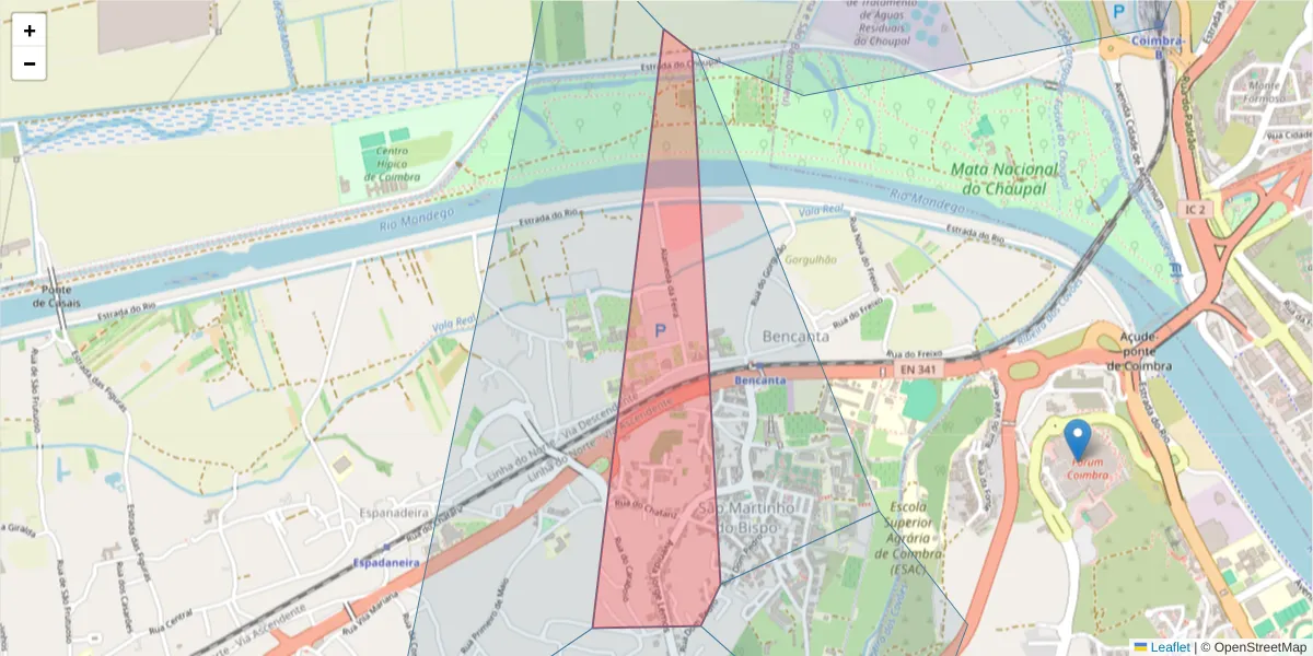 Mapa detalhado do código postal 3045-232 com limites, códigos postais vizinhos e agências dos correios