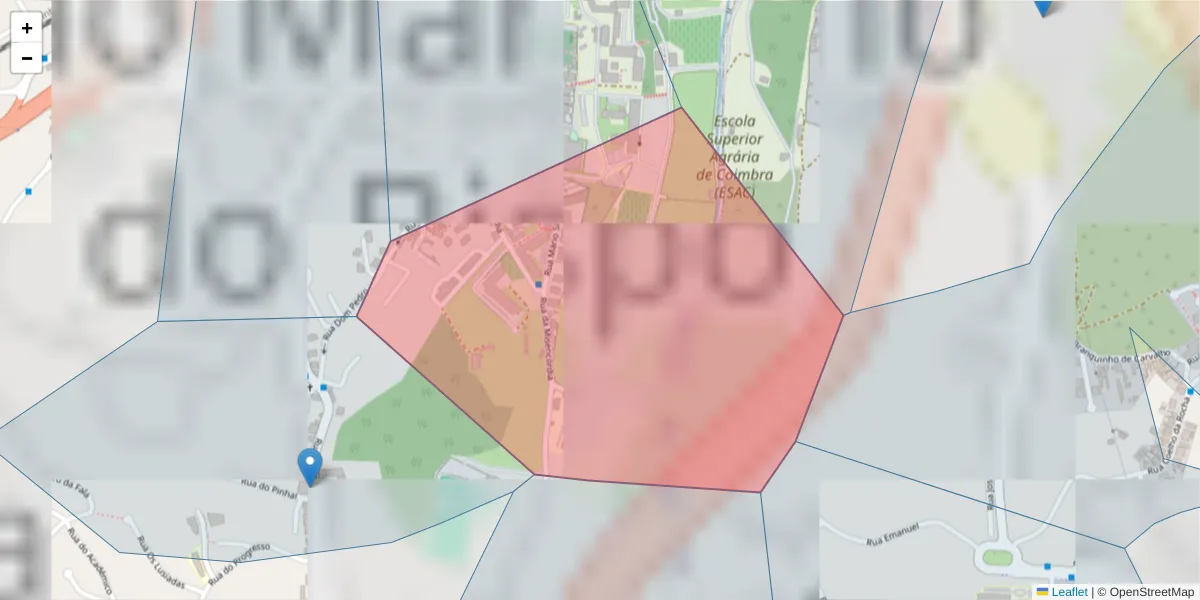 Mapa detalhado do código postal 3045-241 com limites, códigos postais vizinhos e agências dos correios