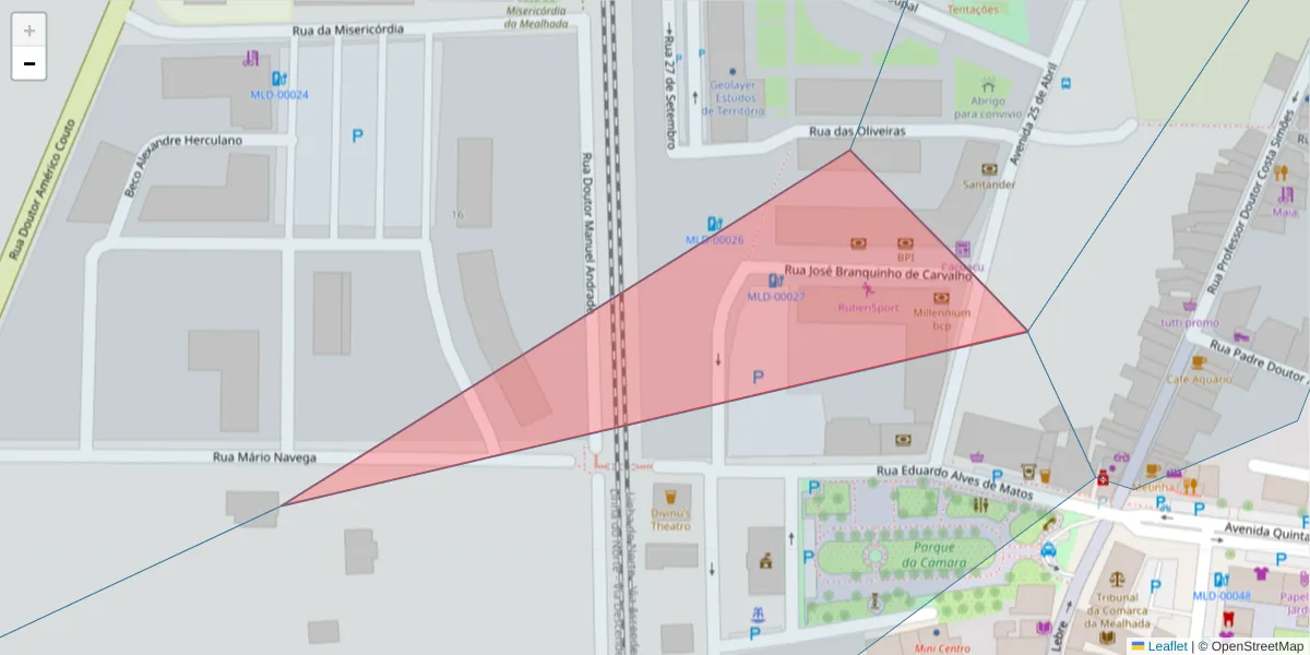 Mapa detalhado do código postal 3050-335 com limites, códigos postais vizinhos e agências dos correios