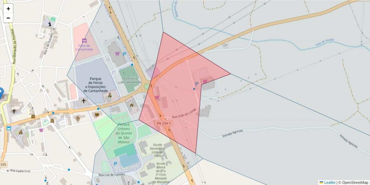 Mapa detalhado do código postal 3060-127 com limites, códigos postais vizinhos e agências dos correios