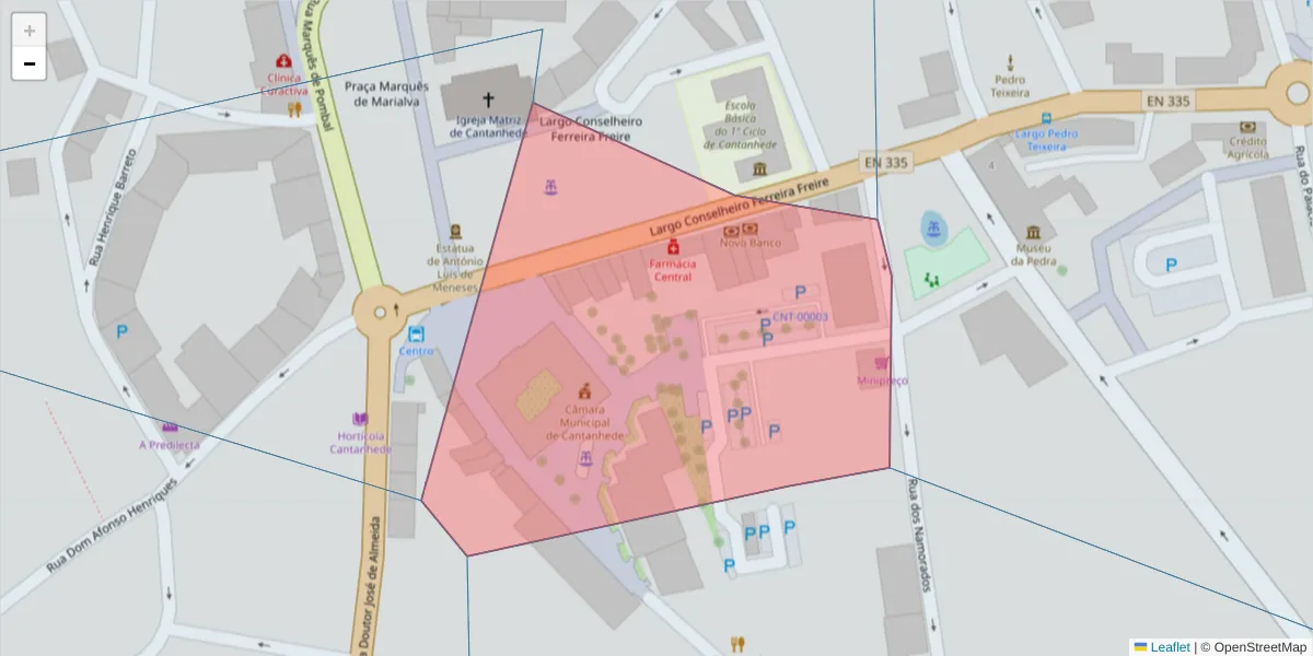 Mapa detalhado do código postal 3060-201 com limites, códigos postais vizinhos e agências dos correios