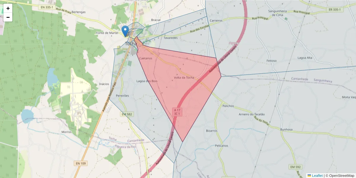 Mapa detalhado do código postal 3060-712 com limites, códigos postais vizinhos e agências dos correios