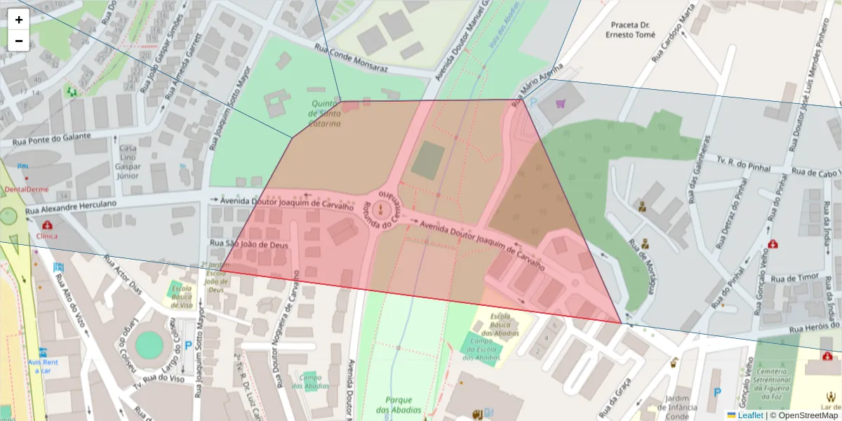Mapa detalhado do código postal 3080-081 com limites, códigos postais vizinhos e agências dos correios