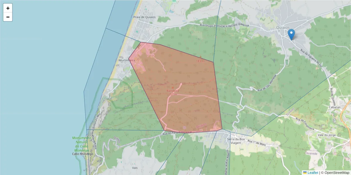 Mapa detalhado do código postal 3081-514 com limites, códigos postais vizinhos e agências dos correios