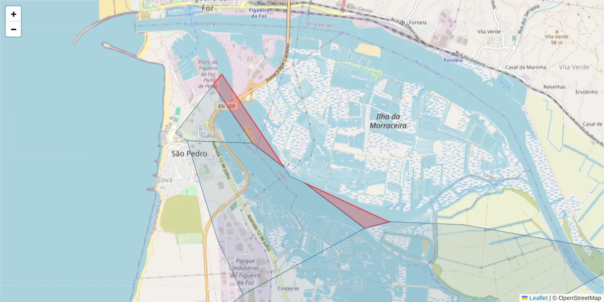 Mapa detalhado do código postal 3090-707 com limites, códigos postais vizinhos e agências dos correios