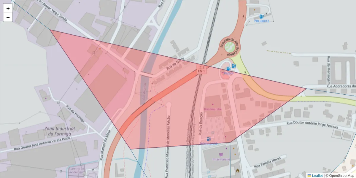 Mapa detalhado do código postal 3100-469 com limites, códigos postais vizinhos e agências dos correios