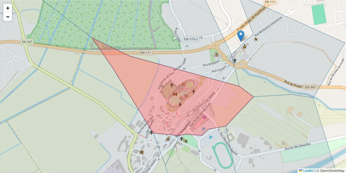 Mapa detalhado do código postal 3140-271 com limites, códigos postais vizinhos e agências dos correios