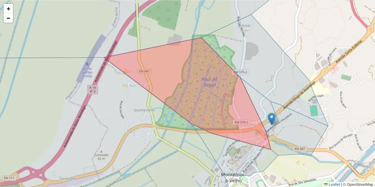 Mapa detalhado do código postal 3140-273 com limites, códigos postais vizinhos e agências dos correios