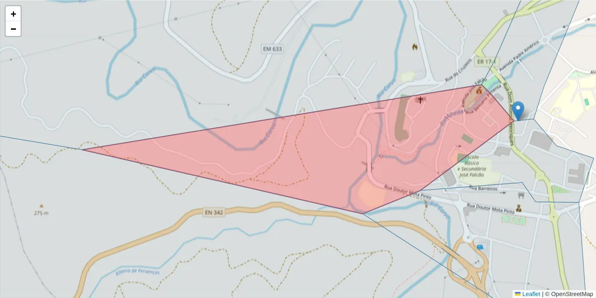 Mapa detalhado do código postal 3220-187 com limites, códigos postais vizinhos e agências dos correios