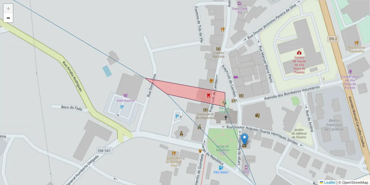 Mapa detalhado do código postal 3350-118 com limites, códigos postais vizinhos e agências dos correios