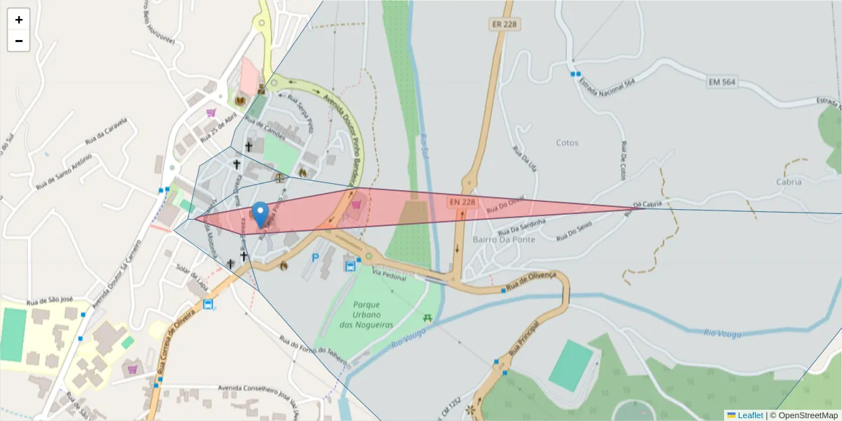 Mapa detalhado do código postal 3660-511 com limites, códigos postais vizinhos e agências dos correios