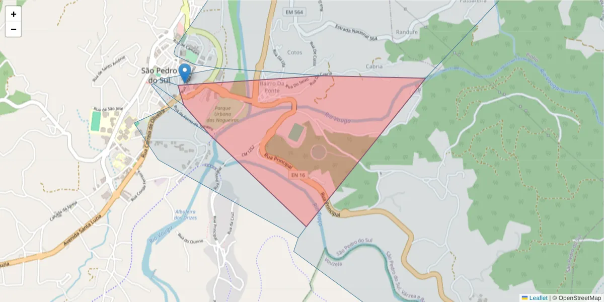 Mapa detalhado do código postal 3660-512 com limites, códigos postais vizinhos e agências dos correios