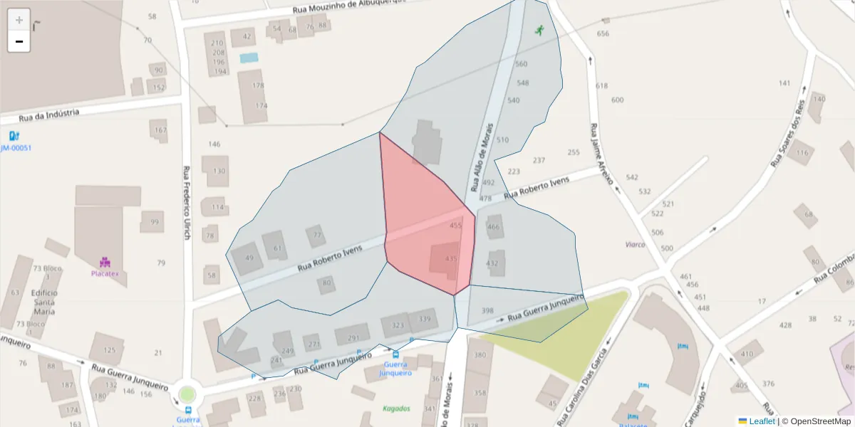 Mapa detalhado do código postal 3700-022 com limites, códigos postais vizinhos e agências dos correios