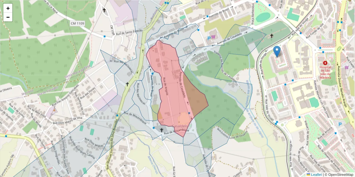 Mapa detalhado do código postal 3700-036 com limites, códigos postais vizinhos e agências dos correios