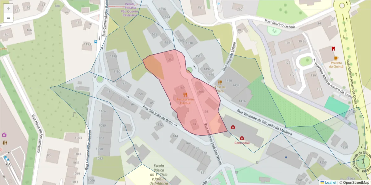 Mapa detalhado do código postal 3700-041 com limites, códigos postais vizinhos e agências dos correios