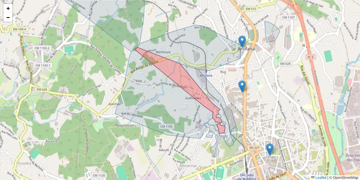 Mapa detalhado do código postal 3700-049 com limites, códigos postais vizinhos e agências dos correios
