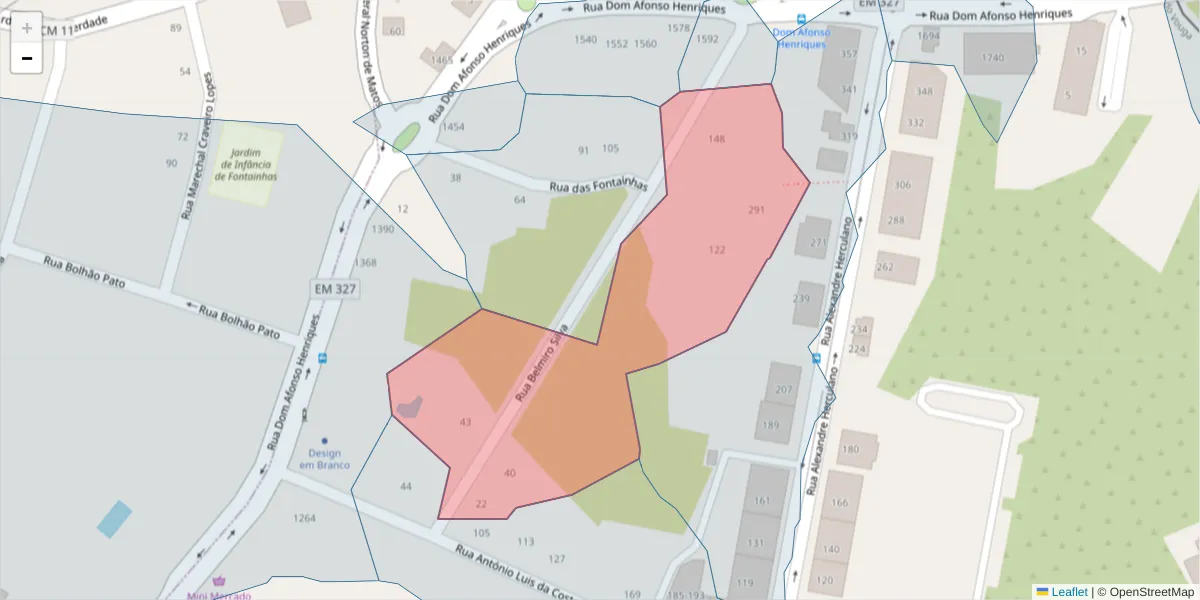 Mapa detalhado do código postal 3700-058 com limites, códigos postais vizinhos e agências dos correios